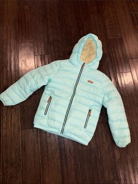 Stio mint green Aqua Youth Hooded Down Puffer size 12 like new condition